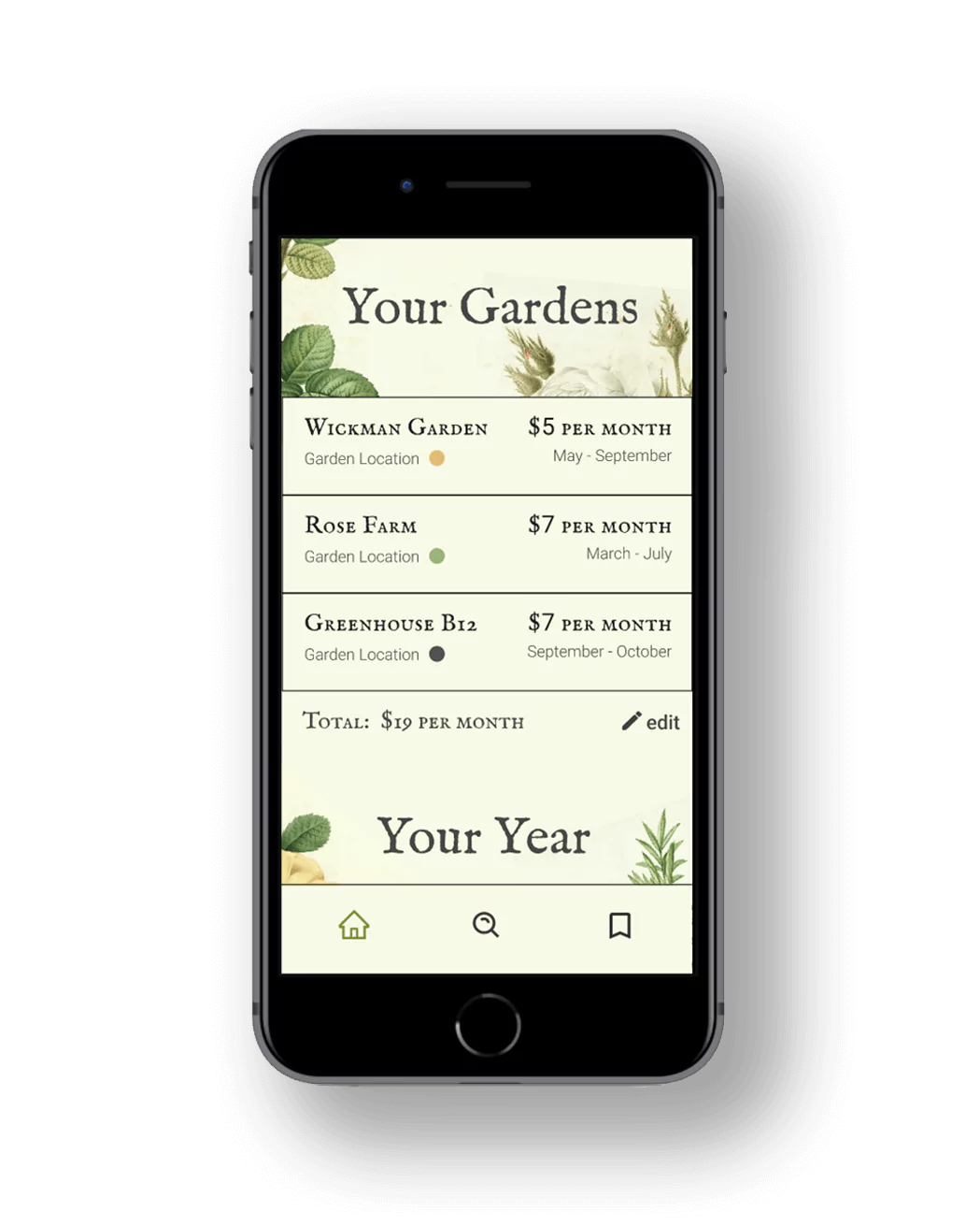 Garden booking experience screen